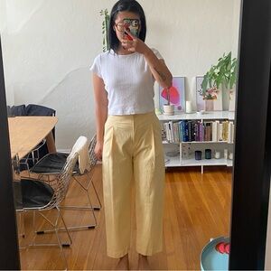 butter yellow high waisted trousers